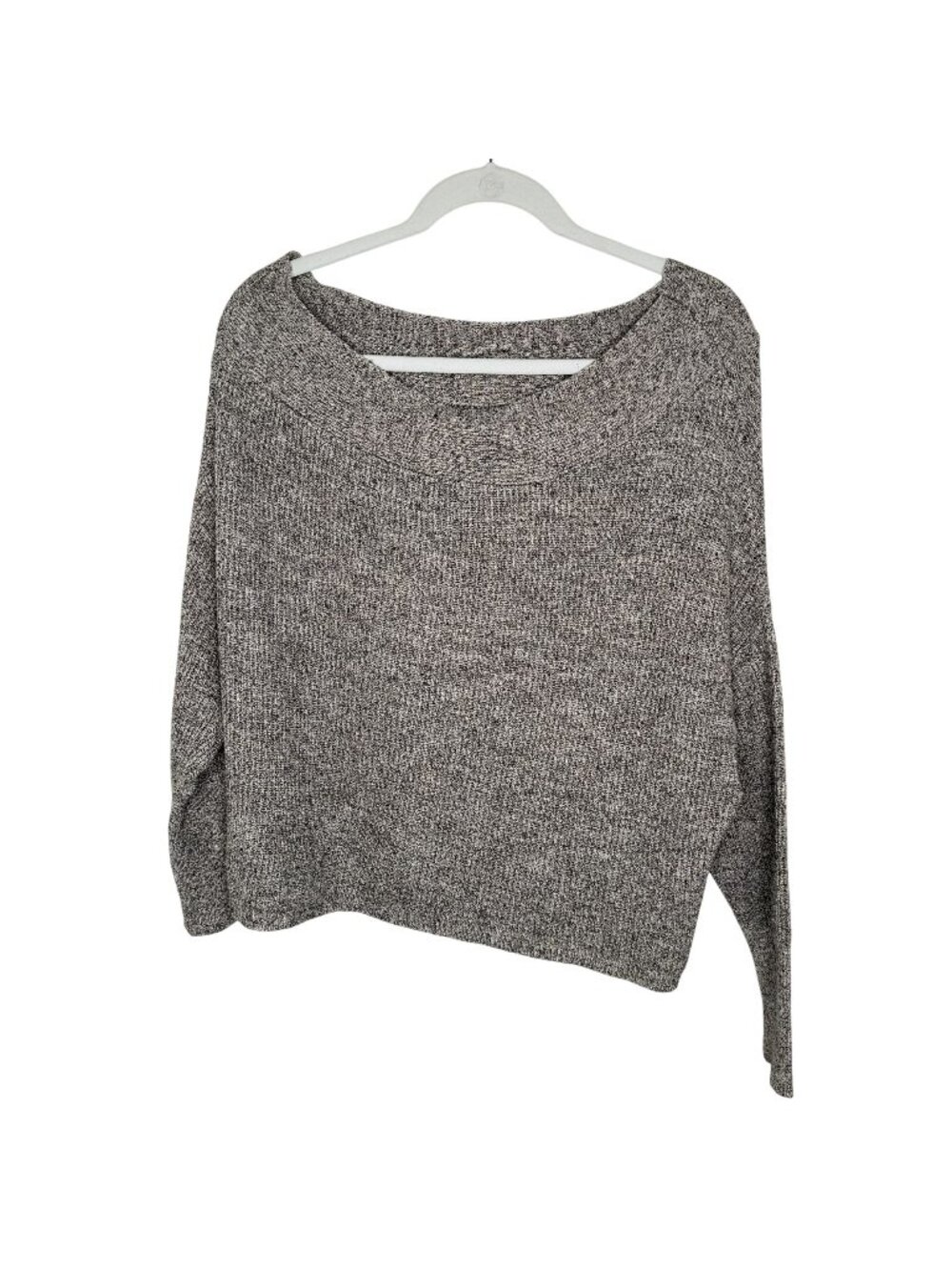 Free People Heathered Grey Knit Off-Shoulder Sweater, S - Picture 1 of 8